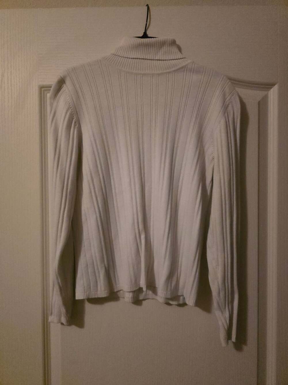 Talbots Ribbed Turtleneck Sweater White Size Large
